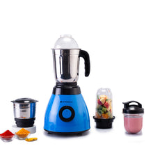 Load image into Gallery viewer, Acura Blender Pro Mixer Grinder 500W, 230V~50Hz, 4 Jars( 2 Stainless Steel + 2 Polycarbonate Jars), Black &amp; Blue, 5 Years Warranty