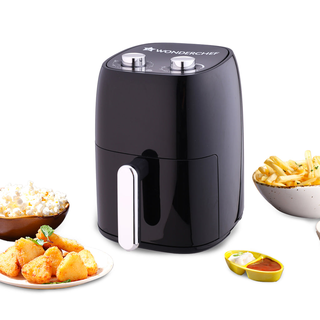 Wonderchef Neo Manual Air Fryer | Rapid Air Technology | Time and Temperature Control | Automatic Shut-Off | Compact Design | 4.5 Litres | 1 Year Warranty | 1500 Watts | Black