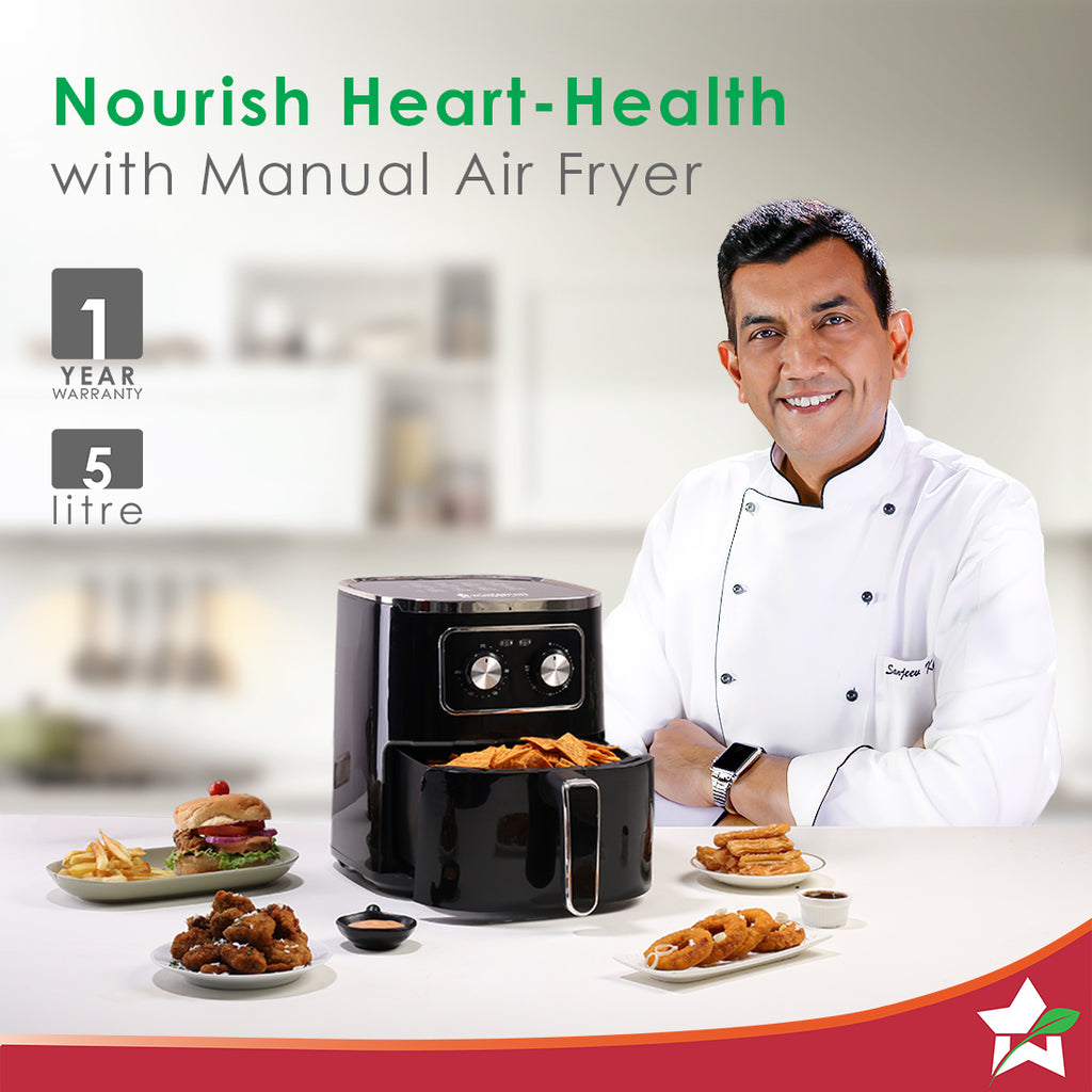 Platinum Manual Air Fryer | 5L | Rapid Air Technology | Temperature and Time Control | Chrome Finish | 1 Year Warranty