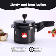 Load image into Gallery viewer, Taurus Hard Anodized 3L Outer Lid Pressure Cooker, SS Lid, Soft Touch Handles for Durability,  Induction Friendly, Black, 5 year warranty, ISI Certified