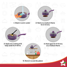 Load image into Gallery viewer, Royal Velvet 18cm Sauce pan with Glass Lid I Induction Ready | Soft-touch handles |Non – Toxic I Virgin Aluminium| 3 mm thick | 2 litres | 2 year warranty | Purple