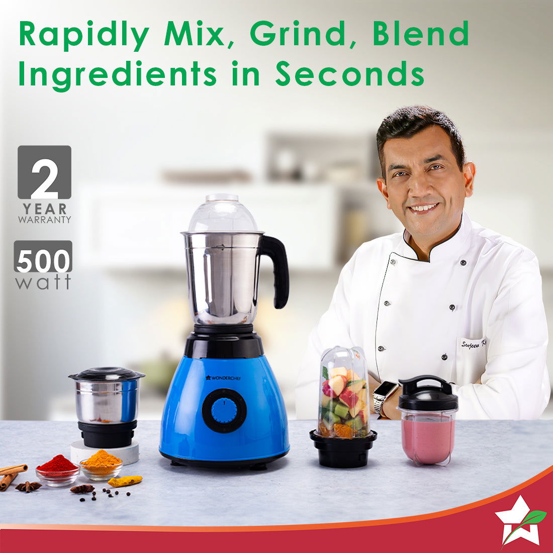 Wonderchef mixer grinder 500w hotsell
