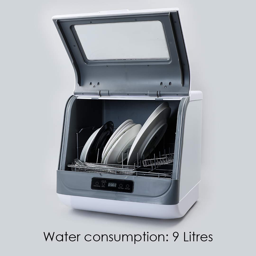 CounterTop Dishwasher 1250W 72 C High Temperature Sterilization 360 Double Spray Effective Drying System Portable 9L