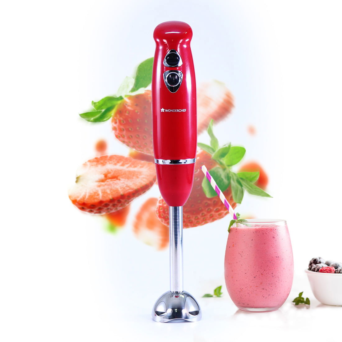 Crimson Edge 400 W Electric Hand Blender Powerful Silent Motor Portable Easy Control Grip Hot Cold Blending 2 Speed Selection Anti