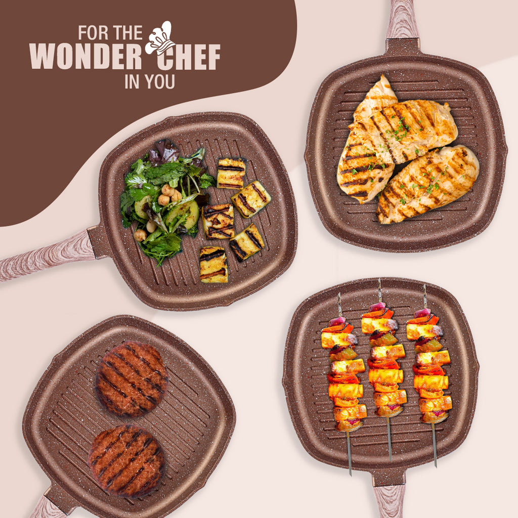Duralife Die-cast 24 cm Grill Pan | 5 Layer Healthy Duramax Non-Stick Coating | Soft Touch Handle | Pure Grade Aluminium | PFOA Free | 1.5 liters | 2 Year Warranty | Copper