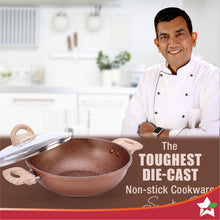 Load image into Gallery viewer, Duralife Die-cast 24 cm Kadhai with lid | 5 Layer Healthy Duramax Non-Stick Coating | Soft Touch Handles | Pure Grade Aluminium | PFOA Free | 2.5 litres | 2 Year Warranty | Copper