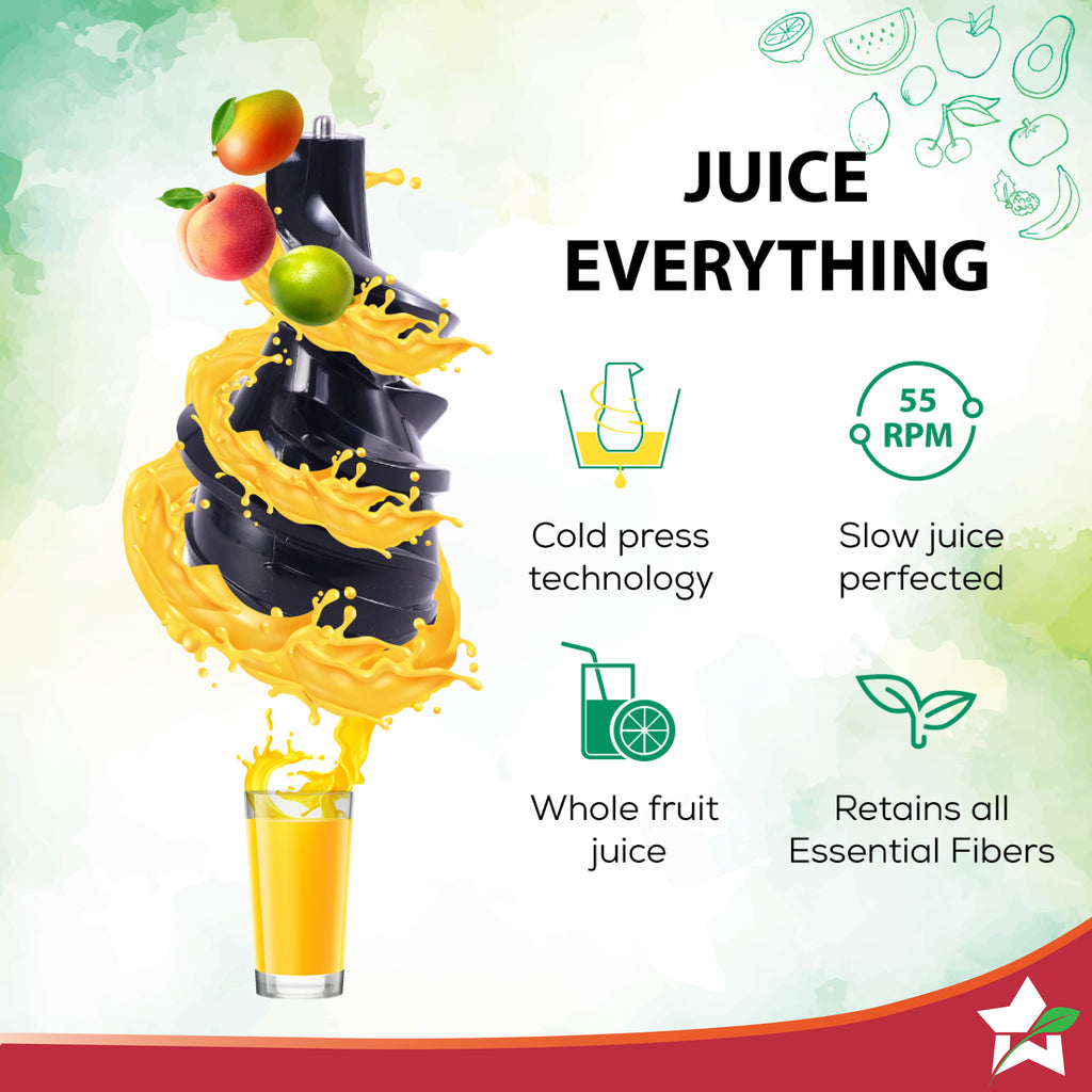 Regalia Full Fruit Cold Press Slow Juicer | 55 RPM Slow Juicer Retains Higher Nutrients | 240W powerful DC motor | Easy to Clean | 5-Year Motor Warranty