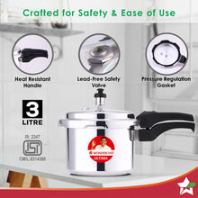 Load image into Gallery viewer, Outer Lid Ultima 3L Pressure Cooker, 3.25 mm Heavy Encapsulated Bottom, Bakelite Handles for Durability, Induction Friendly (Aluminium , Silver)