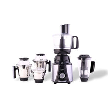 Load image into Gallery viewer, Galaxy Food Processor 750W Mixer Grinder, 100% Copper Motor, 4 Jars, Black &amp; Grey, 5 Year on Motor and 2 Years Overall Warranty