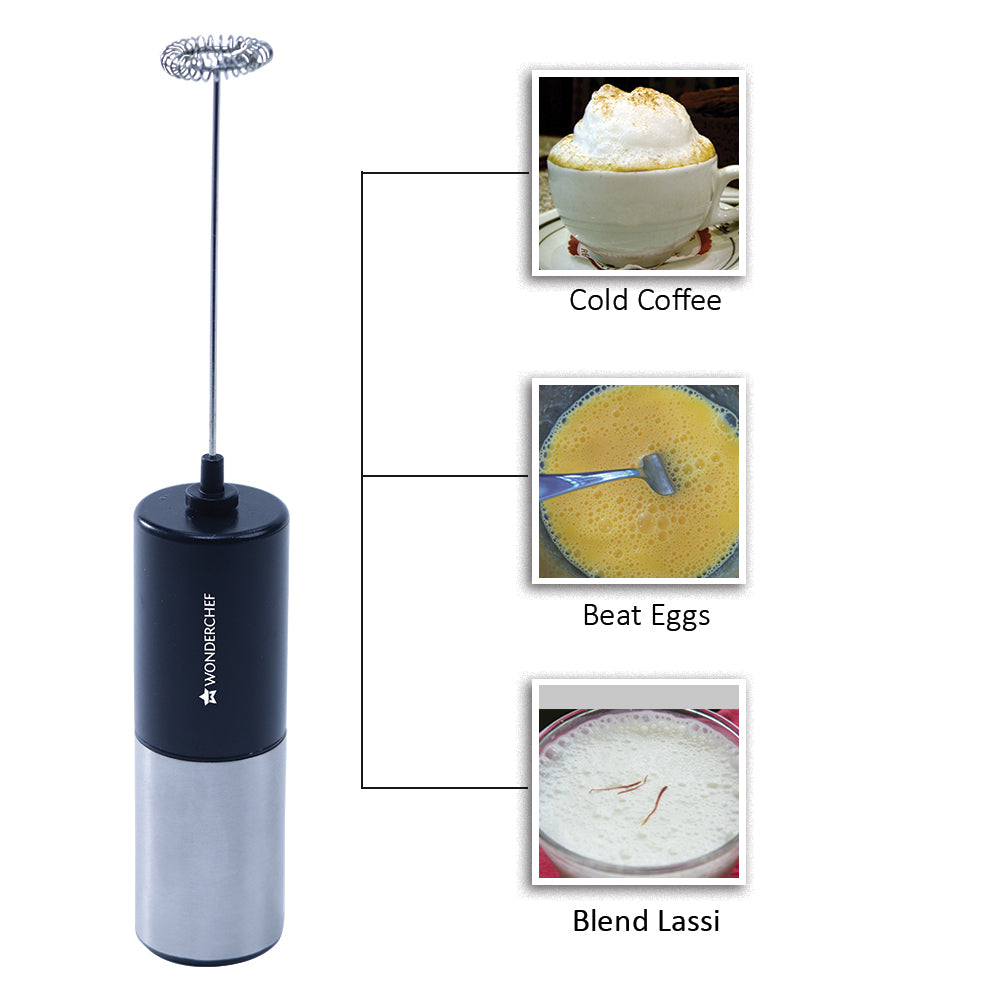 Regalia 6W Milk Frother for Coffee - Handheld Battery-Operated for Coffee, Lattes, Lemonade, Hot Chocolates and Shakes - Black