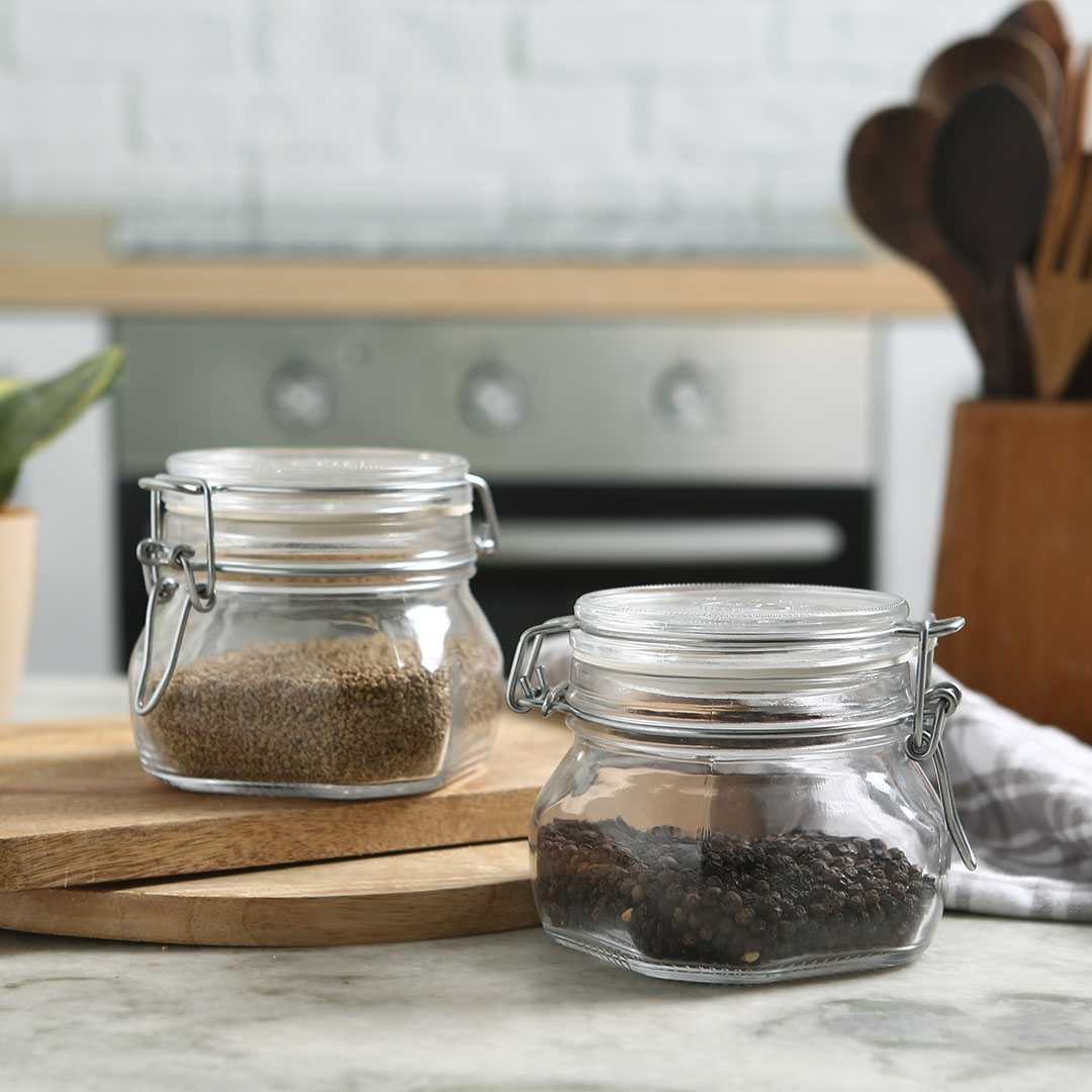 2pcs Small Glass Spices Condiment Coffee Sugar Tea Storage Jar Cork Top &  Spoon
