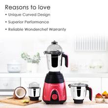 Load image into Gallery viewer, Vietri Mixer Grinder 750W with 3 Thick Steel Jars, Stainless Steel Sharp Blades, Secure Lid, 3 Speed Settings, 5 years Warranty on Motor, Black &amp; Red