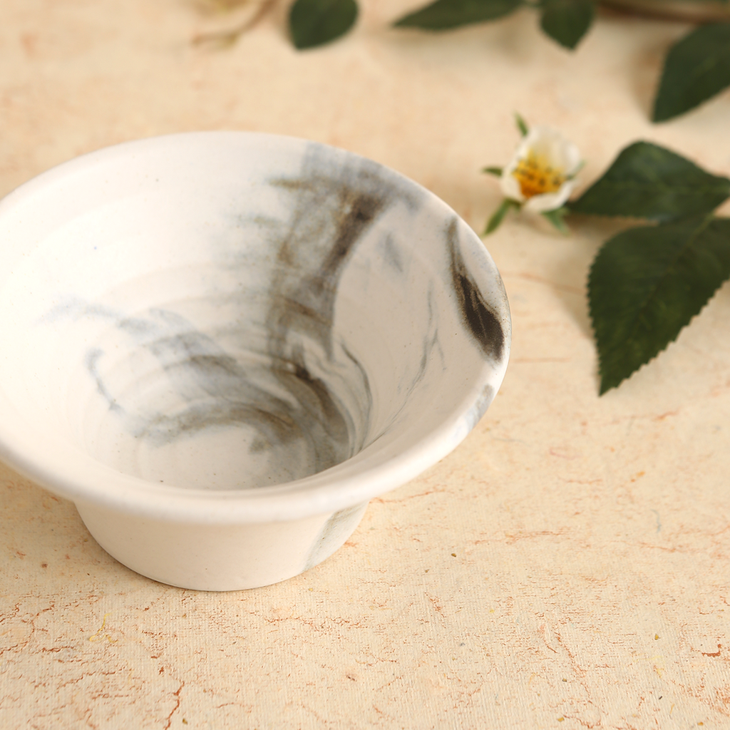 Teramo Stoneware Japanese Bowl 210 ml - Marble White (Set of 2)