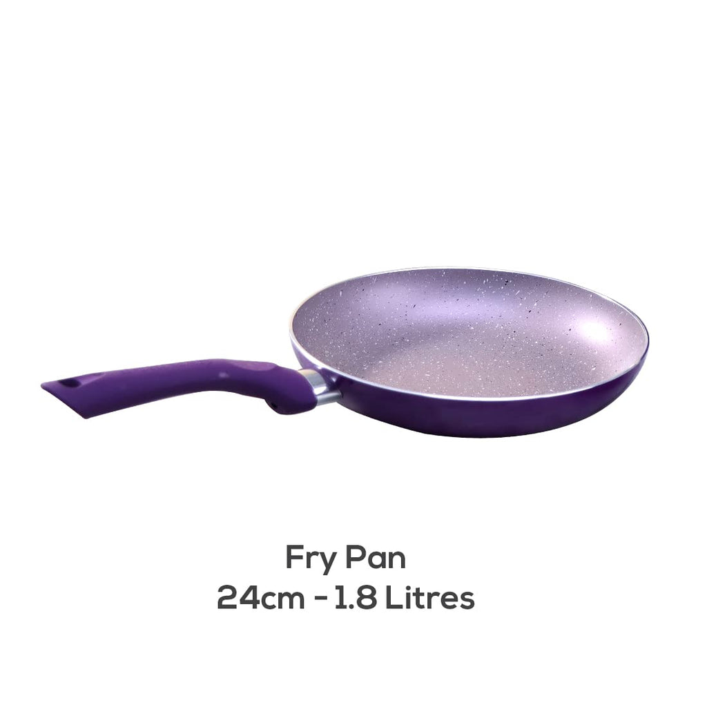 Galaxy Festival 4pcs Cookware Set | Casserole with Lid, Fry Pan, Kadhai | Induction Friendly | Cool Touch Bakelite Handles | Pure Grade Aluminium| PFOA Free| 2 Years Warranty | Purple