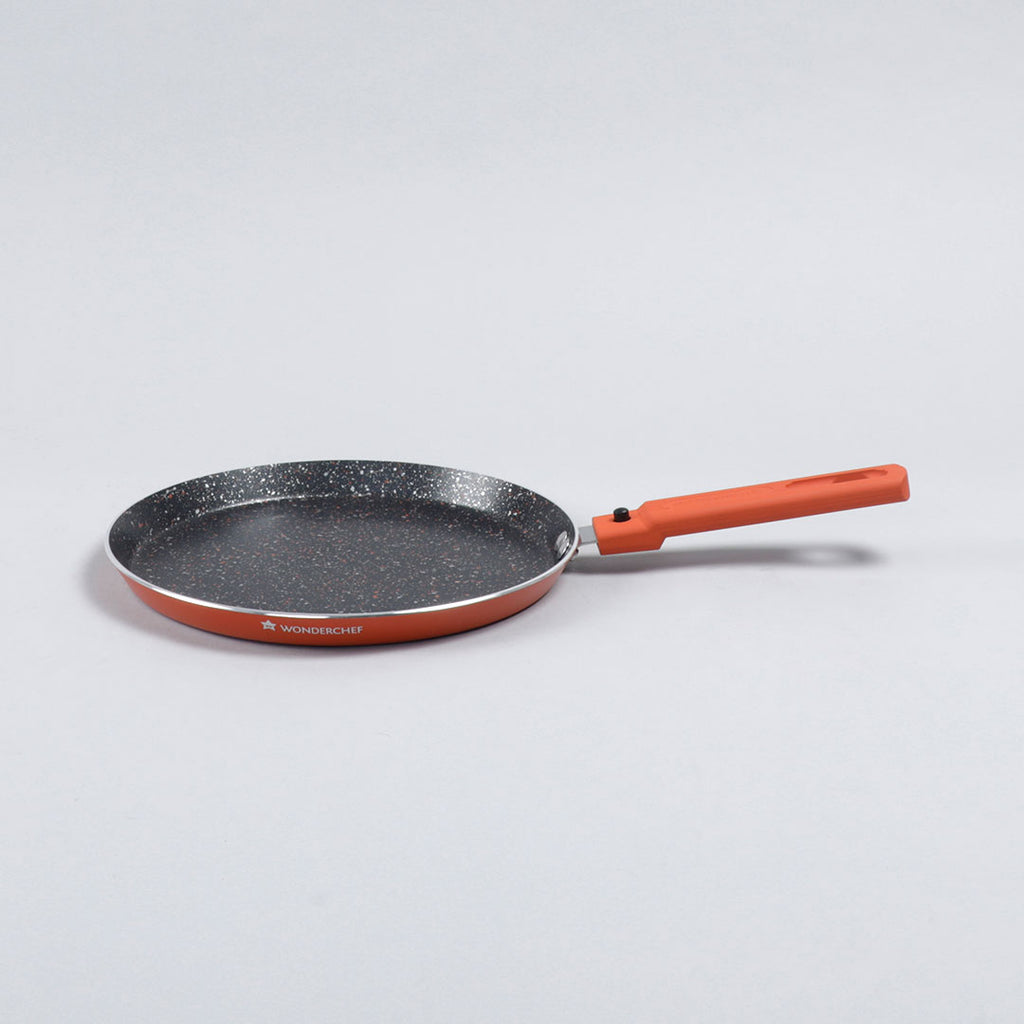 Power Non-Stick Cookware 4 pc Set | Kadhai with Glass Lid 2.6L, Dosa Tawa 25cm, Fry Pan 24cm | Induction Bottom | Soft Touch Handles | Pure Grade Aluminium | PFOA Free | 2 Year Warranty | Orange