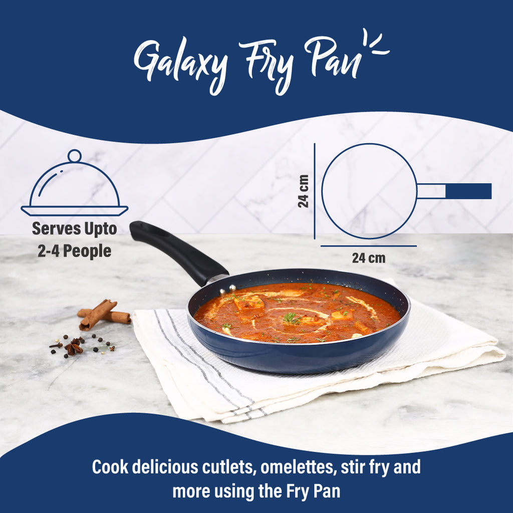 Galaxy Fry Pan 24 cm, 1.3 litres, Midnight Blue, 2 Years Warranty