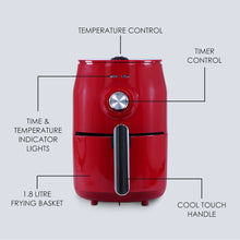 Load image into Gallery viewer, Crimson Edge Air Fryer for Home and Kitchen|1.8 Litres Non-stick Basket| Fry, Grill, Bake &amp; Roast| Rapid Air Technology| Timer &amp; Temperature Control| Auto Shut-Off| Healthy Cooking with 99% less Fat| Sleek &amp; Compact| 1000 Wattage| Red |2 Year Warranty
