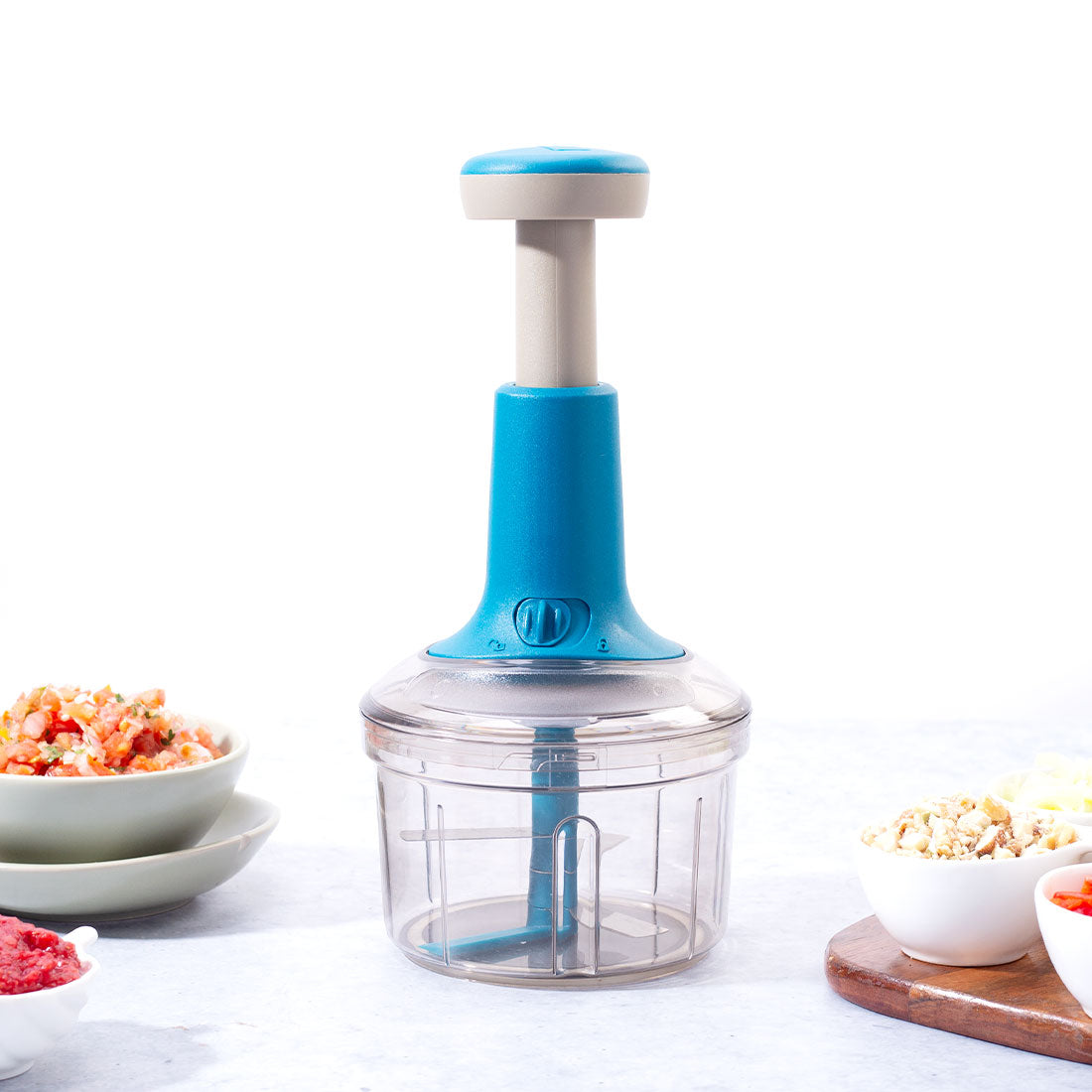Glory Push Chopper | 800 ml | 3 Stainless Steel Blades | Anti-Slip Silicone | Air Tight...