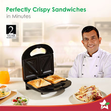 Load image into Gallery viewer, Wonderchef Ultima Sandwich Maker | 800 Watt | LED Indicator Lights | Non-Stick Coated Plates | Locking Latch | Energy Efficient | Dual-Sided Cooking Plates | Auto Thermostat Feature | Anti-Slip Base | Easy to Clean | 2 Years Warranty
