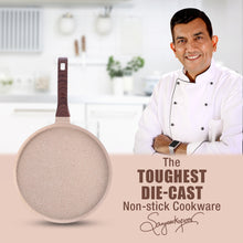 Load image into Gallery viewer, Duralife Die-cast 28 cm Dosa Tawa | 5 Layer Healthy Duramax Non-Stick Coating | Soft Touch Handle | Pure Grade Aluminium | PFOA Free | 2 Year Warranty | Ivory
