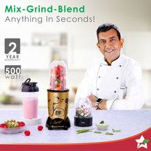 Load image into Gallery viewer, Nutri-blend, 400W, 22000 RPM 100% Full Copper Motor, Mixer-Grinder, Blender, SS Blades, 2 unbreakable Jars, 2 Years warranty, Champagne, Recipe book by Chef Sanjeev Kapoor