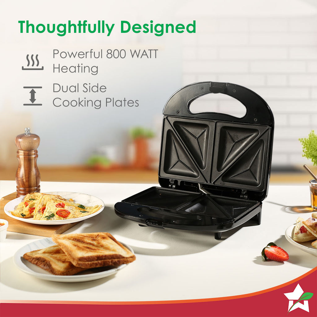 Ultima Sandwich Maker | 800 Watt | LED indicator| Non-stick Coated Plates | Easy to Clean | 2 Years Warranty