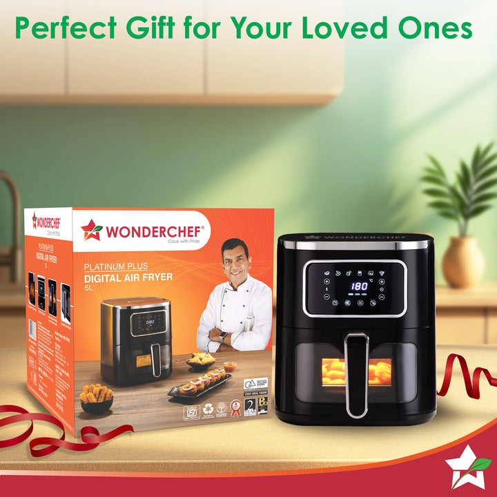 Platinum Plus Digital Air Fryer | 5L With Window & Light | Fry, Bake,