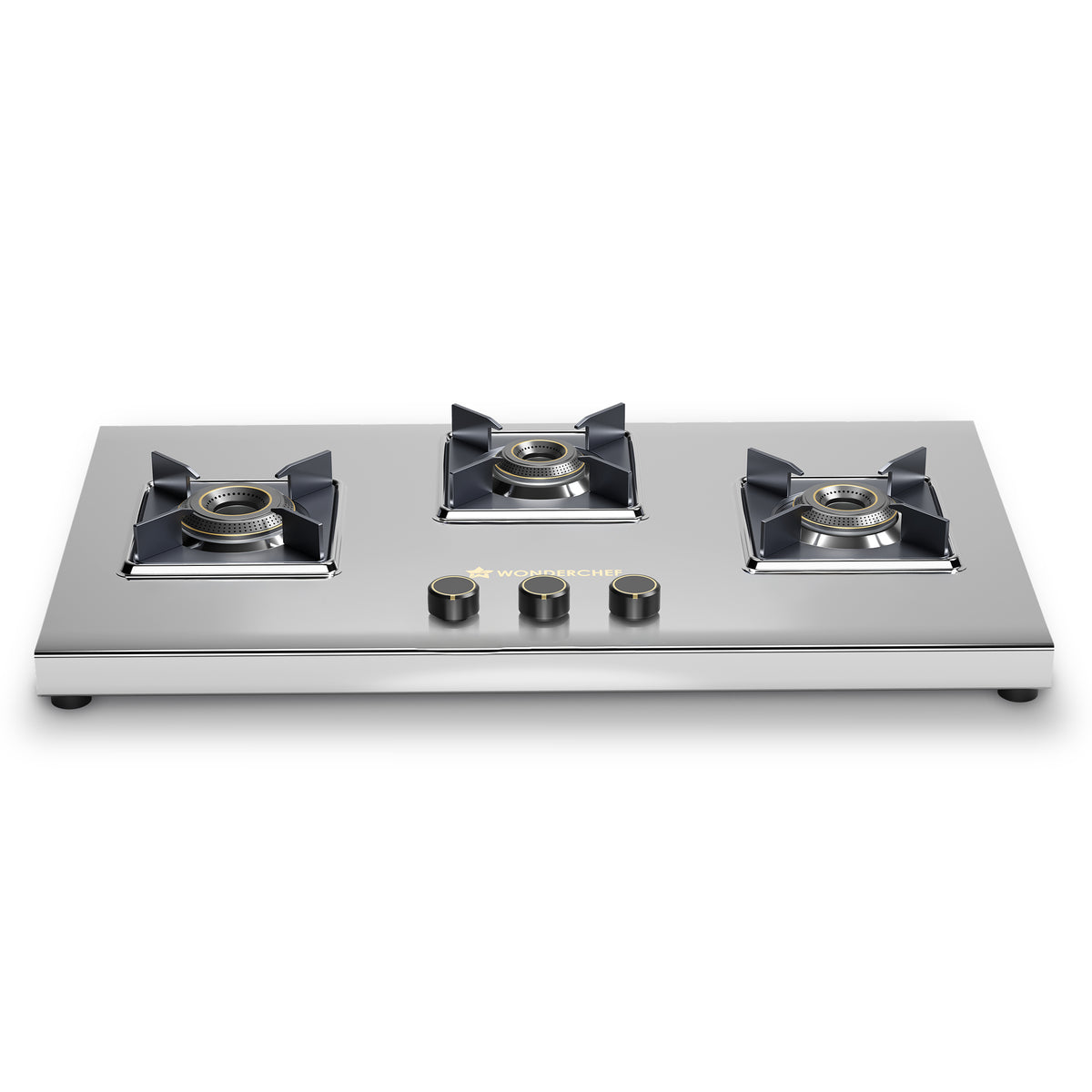 Inox 3 Brass Burner Hobtop, Thick Stainless-steel Construction, LPG Gas Stove for Kitch...