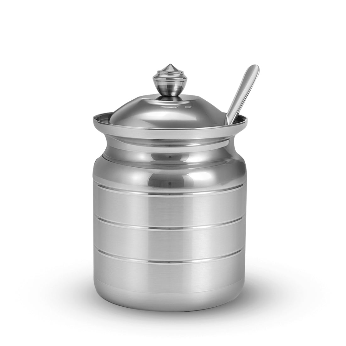 Ambrosia Premium Stainless-steel Ghee Pot with Spoon &amp; Lid, 500 ml, Tight SS Lid, Rust-...