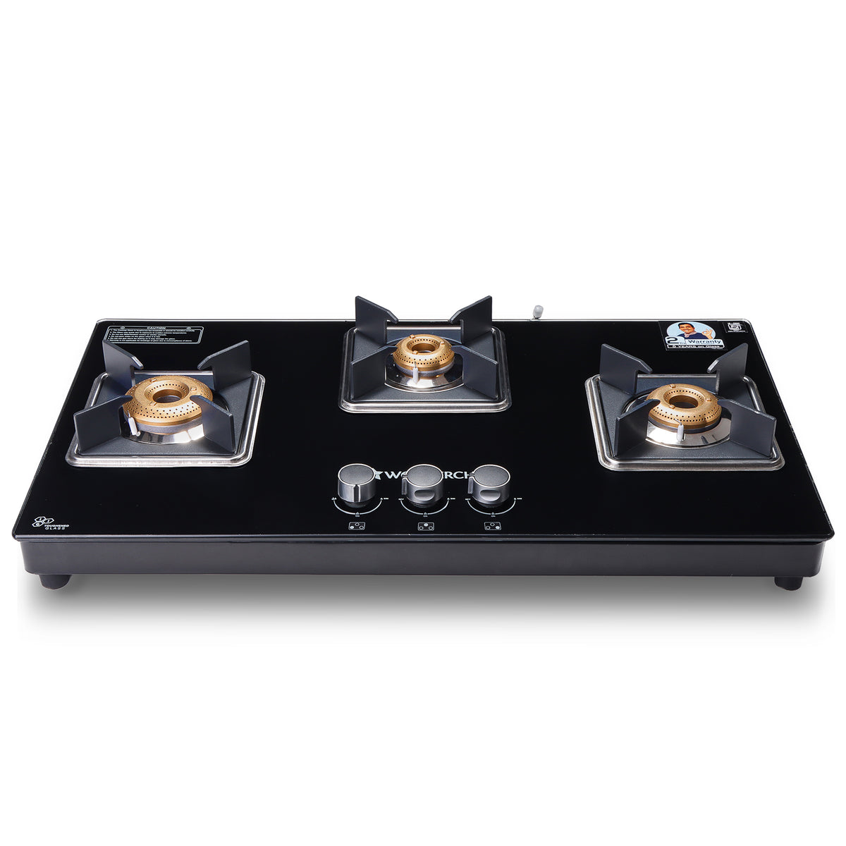 Octavia 3 Burner Glass Hob Top Auto Cooktop | 8mm Toughened Glass | Auto Ignition | For...