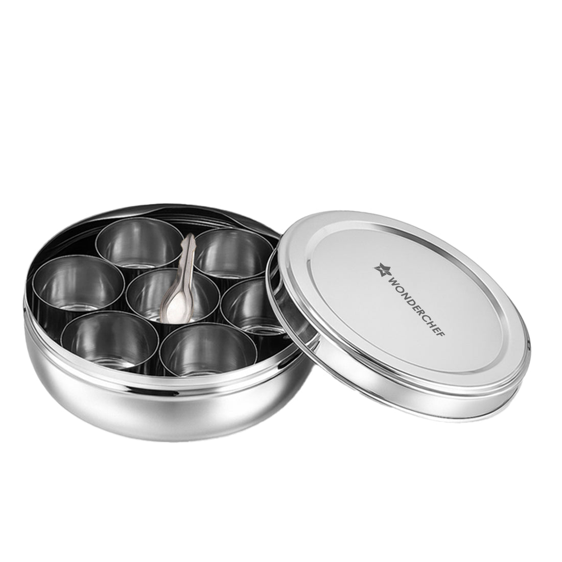 Ambrosia Stainless-steel Masala Box, 7 Containers, 1 Small Spoon, Airtight Stainless-st...