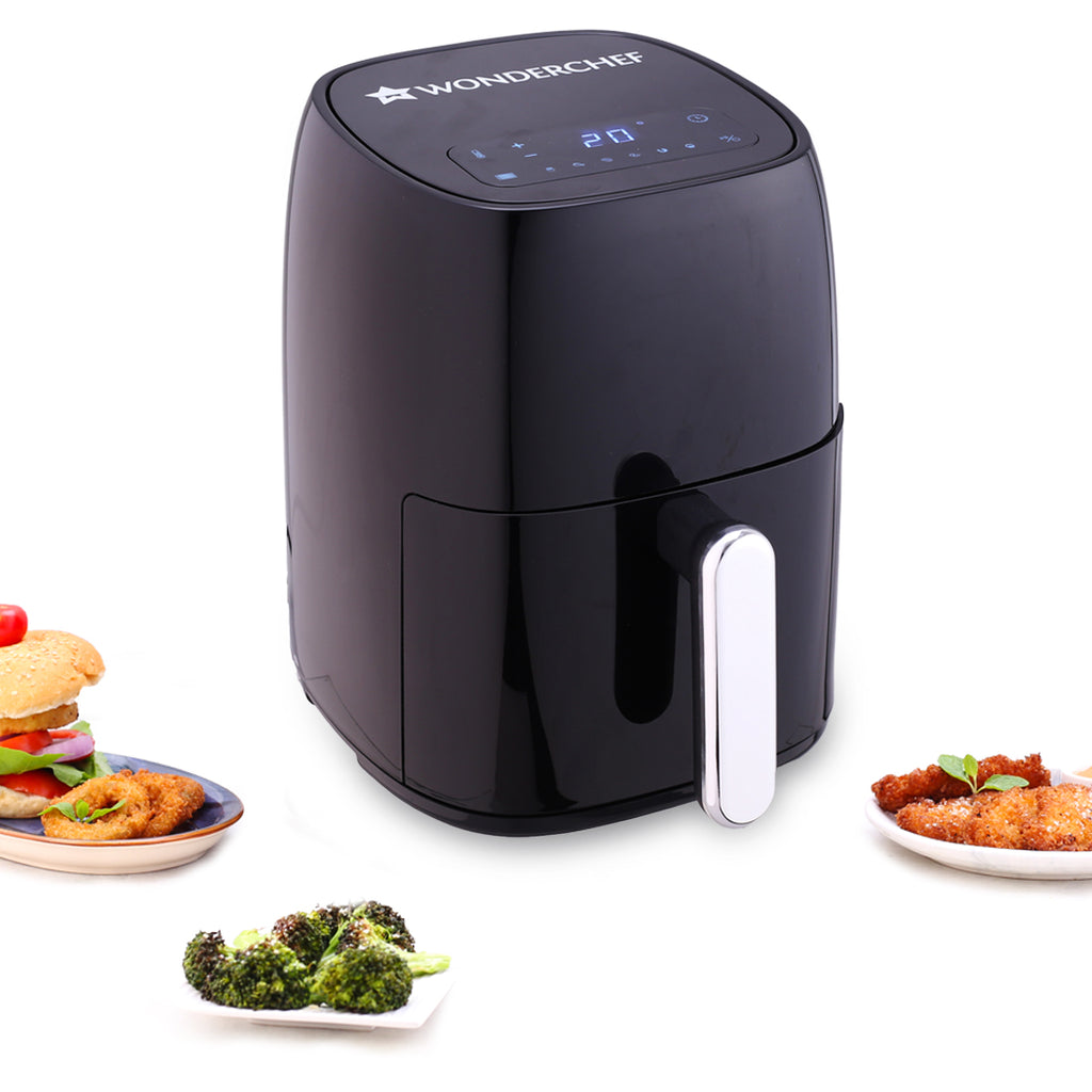 Wonderchef Neo Digital Air Fryer | Rapid Air Technology | 6 Pre-Set Menu Options | Temperature and Time Control | Automatic Shut-Off | Compact Design | 4.5 Litres | 1 Year Warranty | 1500 Watts | Black