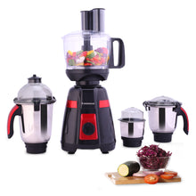 Load image into Gallery viewer, Platinum 750W Mixer Grinder with Food Processor | 4 SS Jars with Fruit Filter Jar | Powerful 750W motor | Pulse Function | Anti Skid Feets | 5 years warranty on motor | Black &amp; Red