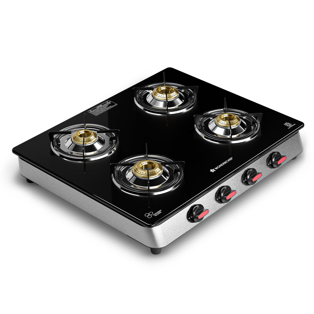 Galaxy Auto-Ignition 4 Brass Burner Gas Stove, LPG Gas Stove for Kitchen, No Lighter Ne...