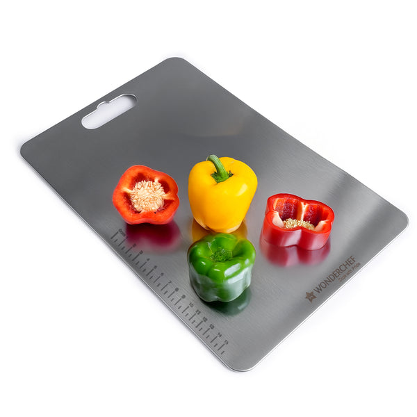 Ambrosia Stainless-steel Vegetable Chopping Board for Kitchen | Heavy-duty Material | Crack and Warp Resistant | Non-porous | Sturdy Surface | Light-weight | Easy to Clean | 1-Year Warranty
