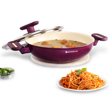 Load image into Gallery viewer, Bellagio Kadhai with Lid | Non-Stick Ceramic Coating | Non-Toxic | Pure Aluminium | PFAS and PFOA Free | 3mm Thickness | Two-Tone Soft-Touch Handles and Knob | Firm Grip | 2 Years Warranty