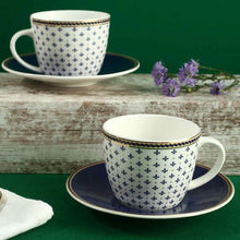 Load image into Gallery viewer, Sicilia Fine Bone China Cup &amp; Saucer Set - Royal Blue - Set of 2 Pcs