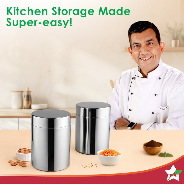 Modena Stainless-steel Kitchen Organiser 2 Pc. Set with Lid for Kitche