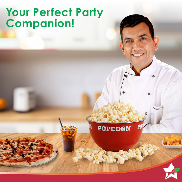 Ambrosia Stainless-steel Popcorn Bowl, 1.4 L, Dual-tone, Serve Chips,