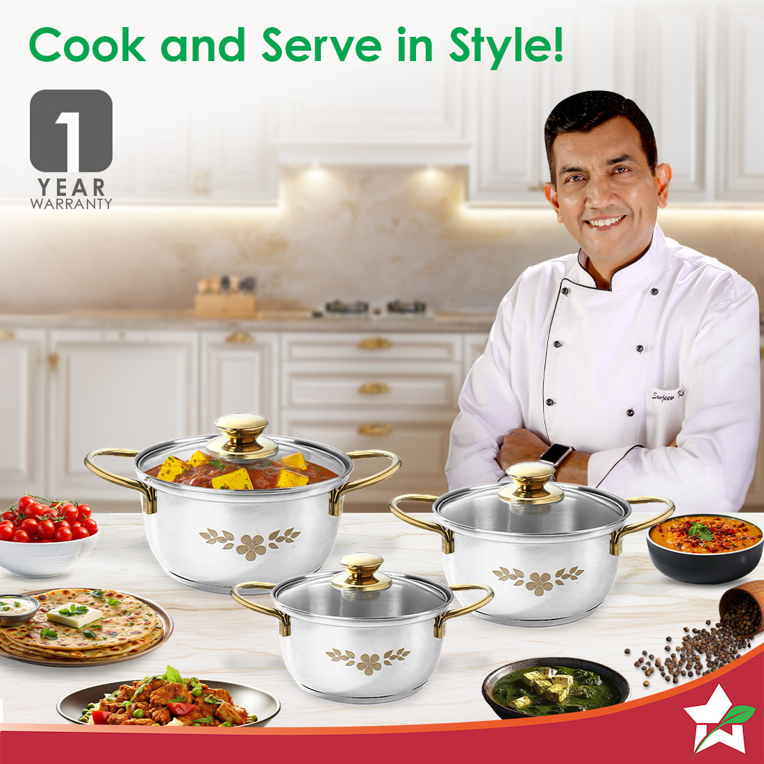 Wonderchef Gold Stanton Casserole Set | Elegant & Practical Cooking