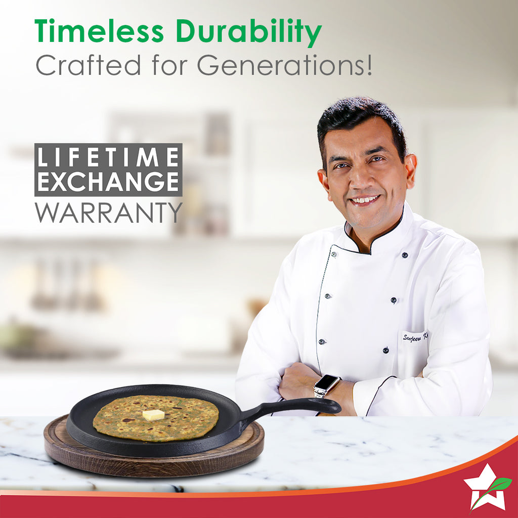 Forza Cast iron Dosa Tawa 25cm Induction Friendly 3.8mm 5