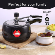 Load image into Gallery viewer, Taurus Hard Anodized 3L Inner Lid Pressure cooker, SS Lid, Soft Touch Handles for Durability, Induction Friendly, Black, 5 year warranty, ISI Certified