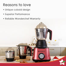Load image into Gallery viewer, Sumo Mixer Grinder-600W With 3 Stainless Steel Jars and Anti-Rust Stainless Steel Blades, Ergonomic Handles, 5 Years Warranty on Motor, Red and Black