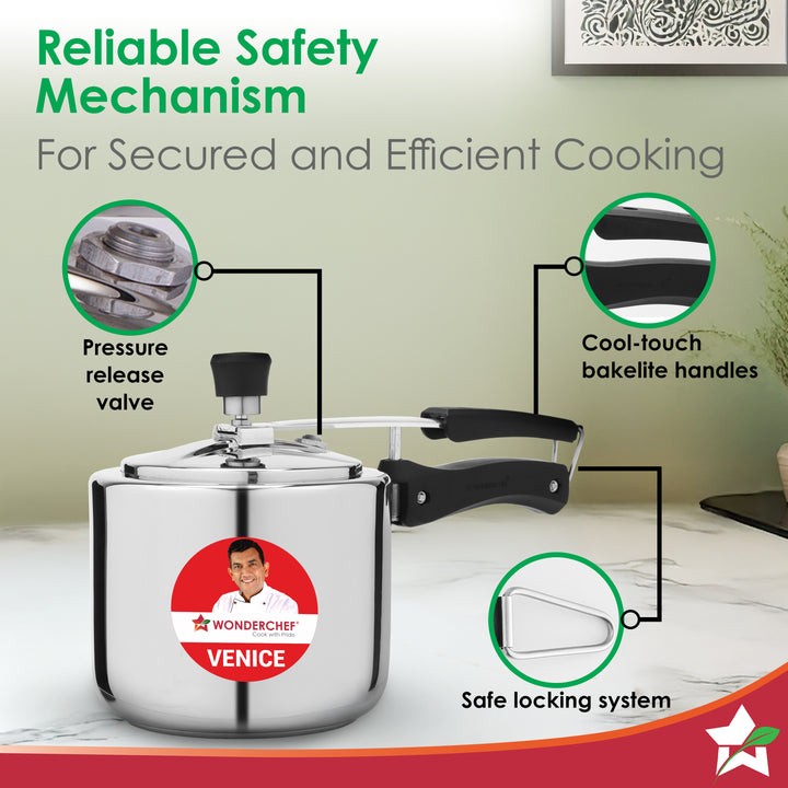 Venice Stainless-steel Inner Lid Pressure Cooker, 3 L for 4-5 People,