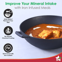 Load image into Gallery viewer, Forza 24 cm Cast-iron Kadhai, Pre-Seasoned Cookware, Induction Friendly, 1.9L, 3.8mm