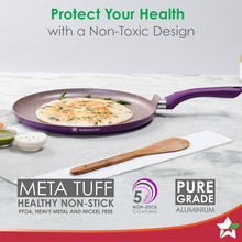 Load image into Gallery viewer, Royal Velvet Non-stick 28cm Dosa Tawa I Induction Ready | Soft-touch handles |Non – Toxic I Virgin Aluminium| 3 mm thick | 1.8 litres | 2 year warranty | Purple