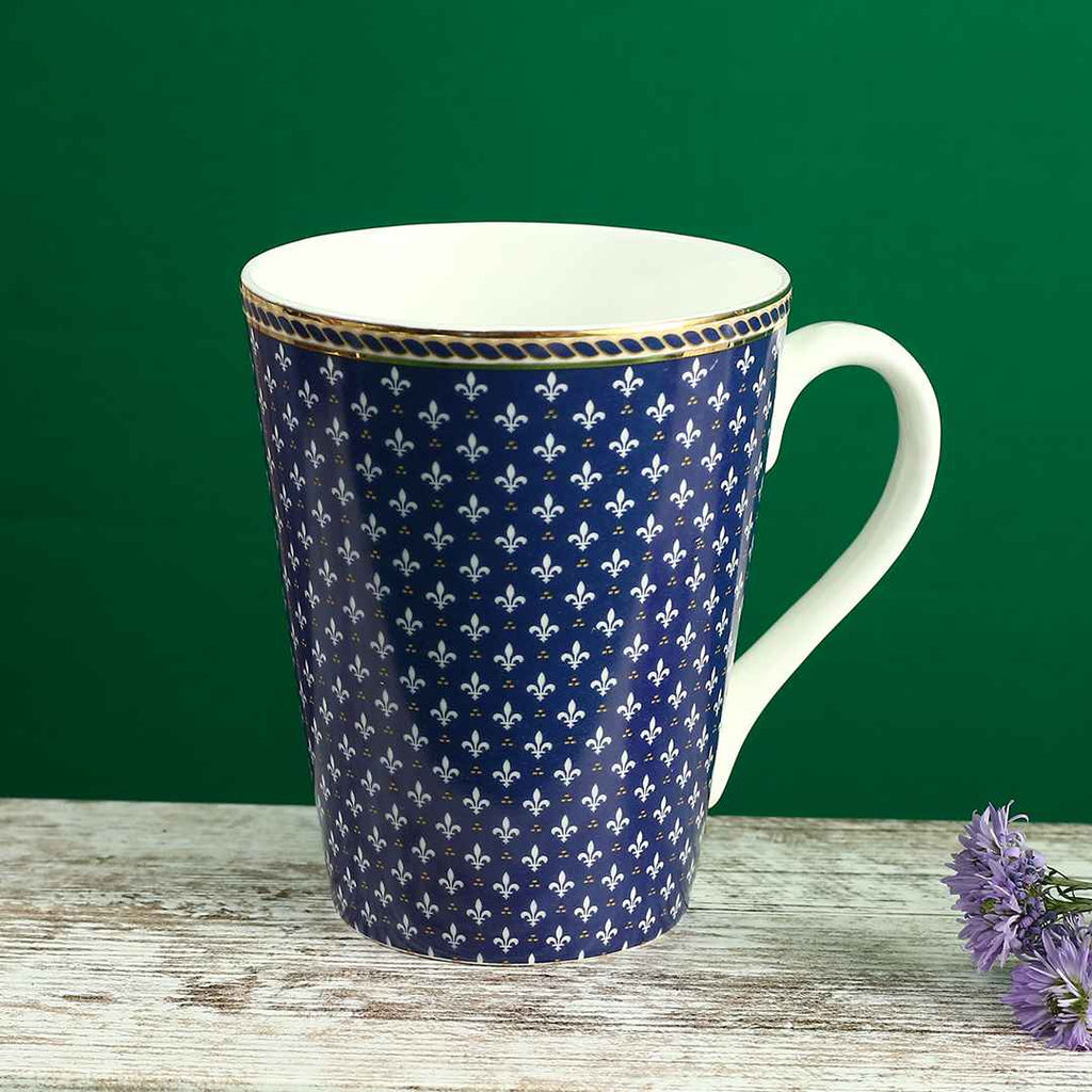 Sicilia Fine Bone China Coffee Mug - Royal Blue - Set of 2 Pcs