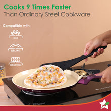 Load image into Gallery viewer, Wonderchef Bellagio Dosa Tawa | 28 cm | Non-Stick Ceramic Coating | Non-Toxic | Pure Aluminium | PFAS and PFOA Free | 3mm Thickness | Two-Tone Soft-Touch Handle | Firm Grip | 2 Years Warranty