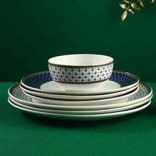 Load image into Gallery viewer, Sicilia Fine Bone China Dinner Set - Royal Blue - 20 Pcs Set