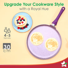Load image into Gallery viewer, Royal Velvet Non-stick 30cm Dosa Tawa I Induction Ready | Soft-touch handles |Non – Toxic I Virgin Aluminium| 3 mm thick | 1.8 litres | 2 year warranty | Purple
